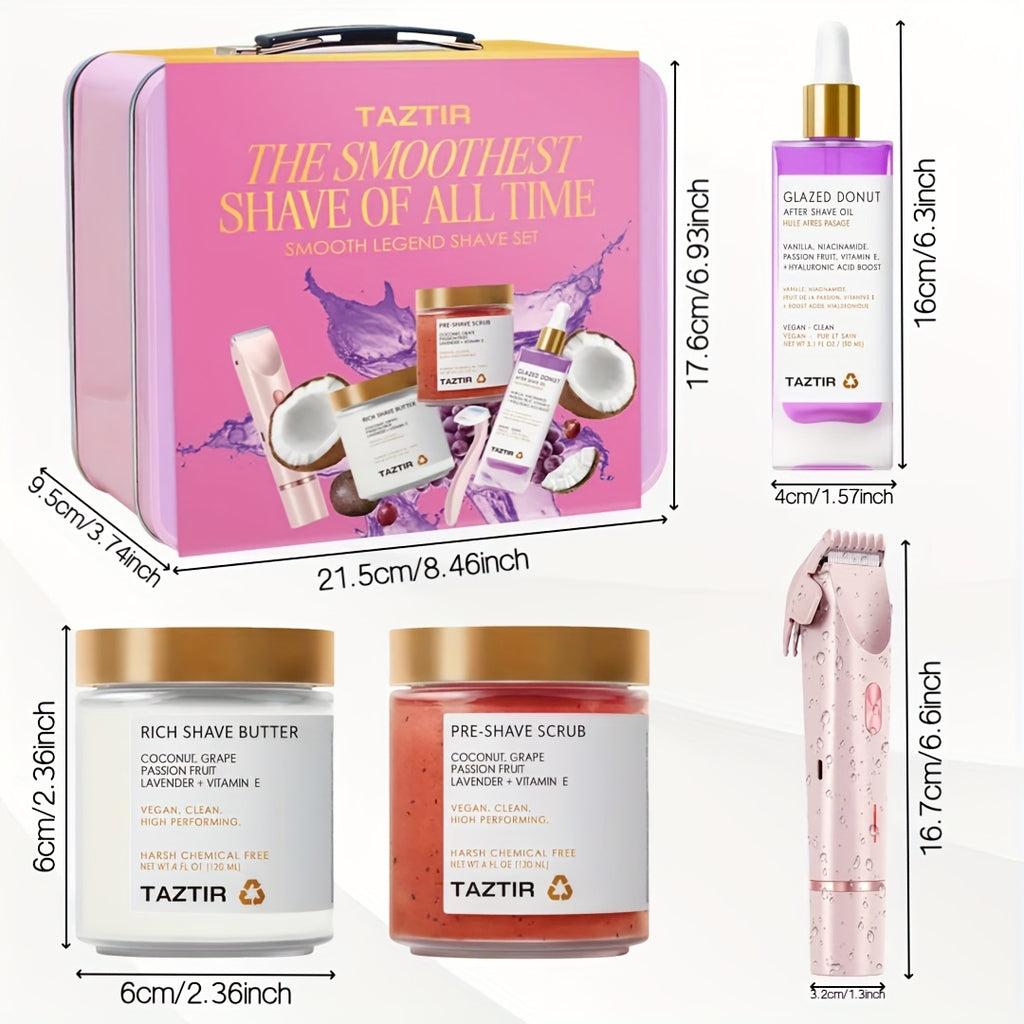 SmoothGlideBeauty: Shaving Kit:coconut Scented Moisturizing Lotion,, Pre-Shav Shave Gele & Post-Shave Serum, Donut Applicator & Brush - Smooth, Ingrown Hair