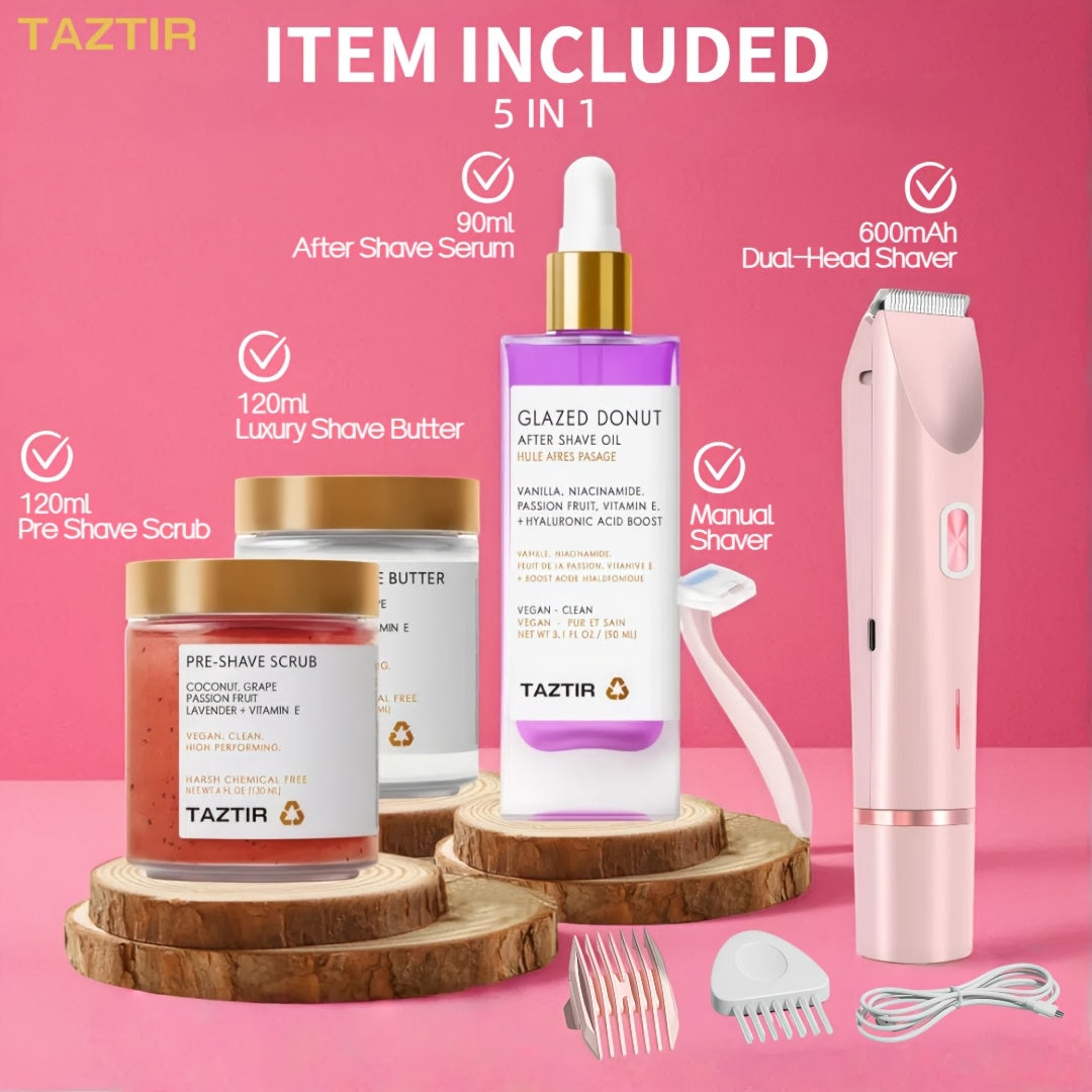 SmoothGlideBeauty: Shaving Kit:coconut Scented Moisturizing Lotion,, Pre-Shav Shave Gele & Post-Shave Serum, Donut Applicator & Brush - Smooth, Ingrown Hair
